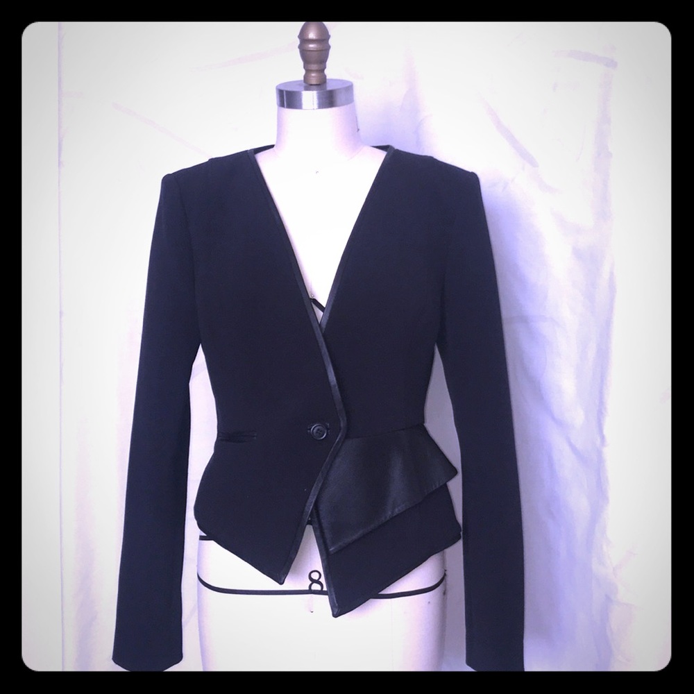 Valentina Shaw black asymmetrical peplum blazer